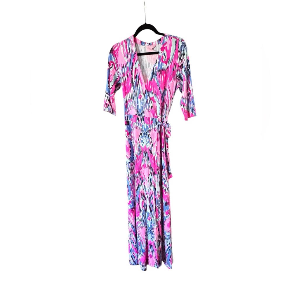LILLY PULITZER MARVISTA
WRAP MAXI DRESS In  MULTI FREE
SPIRIT Print Size Medium. - Picture 4 of 9